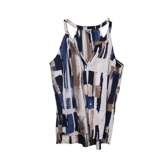 High Neck Tank Modern Art Brushstroke Tunic Top XL - Picture 4 of 11